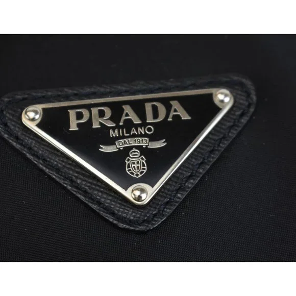 PRADA: Black, Tessuto Nylon & Saffiano Leather Duffel/Weekender Bag (su) - Picture 2 of 12